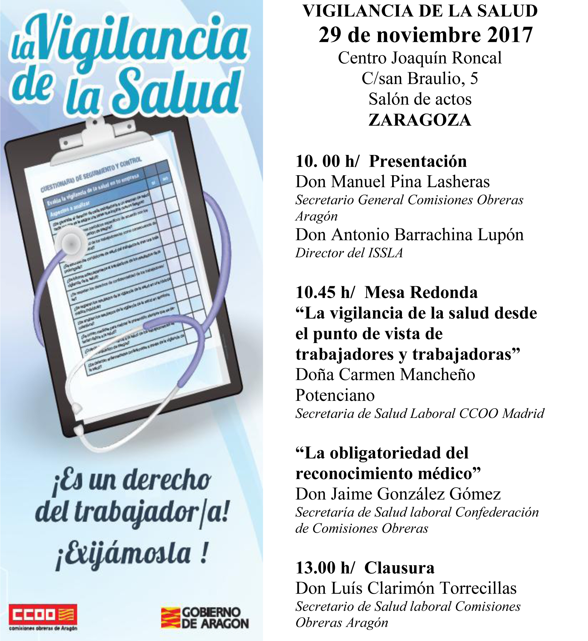 JORNADA SOBRE VIGILANCIA DE LA SALUD en Zaragoza